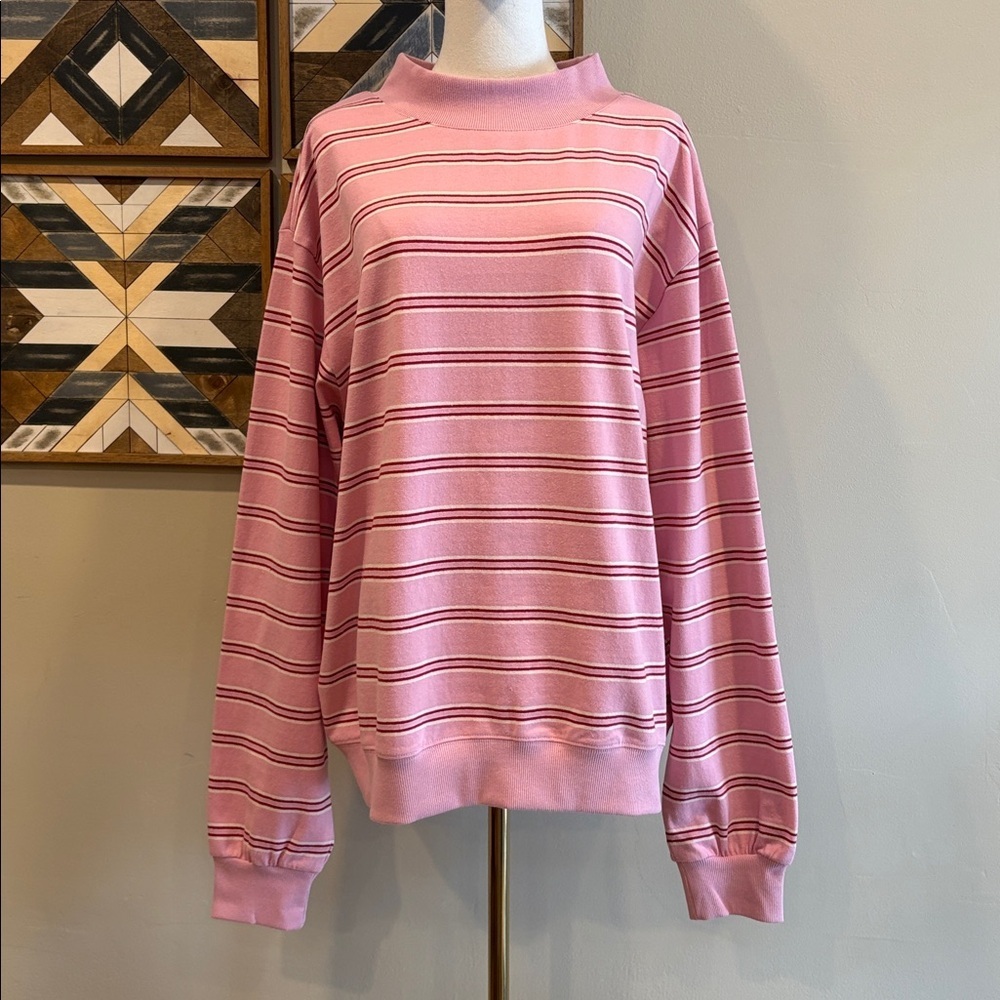 PARKE Valentine’s Day Striped Mockneck in Blush Pink size L/XL NEW - Picture 1 of 11